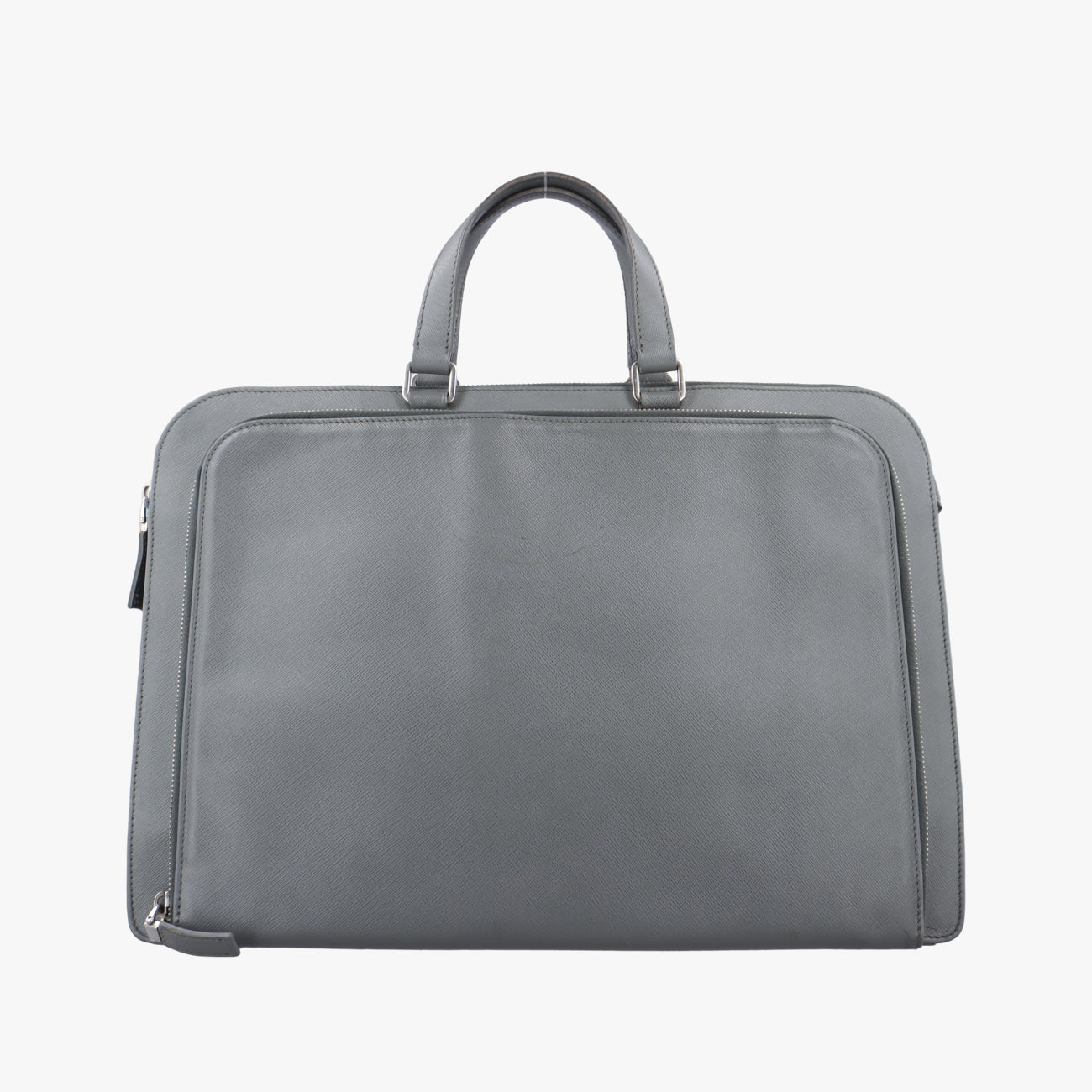 Vintage Prada Triangle Logo Plate Grey Saffiano Leather  handbag | stylenewstar