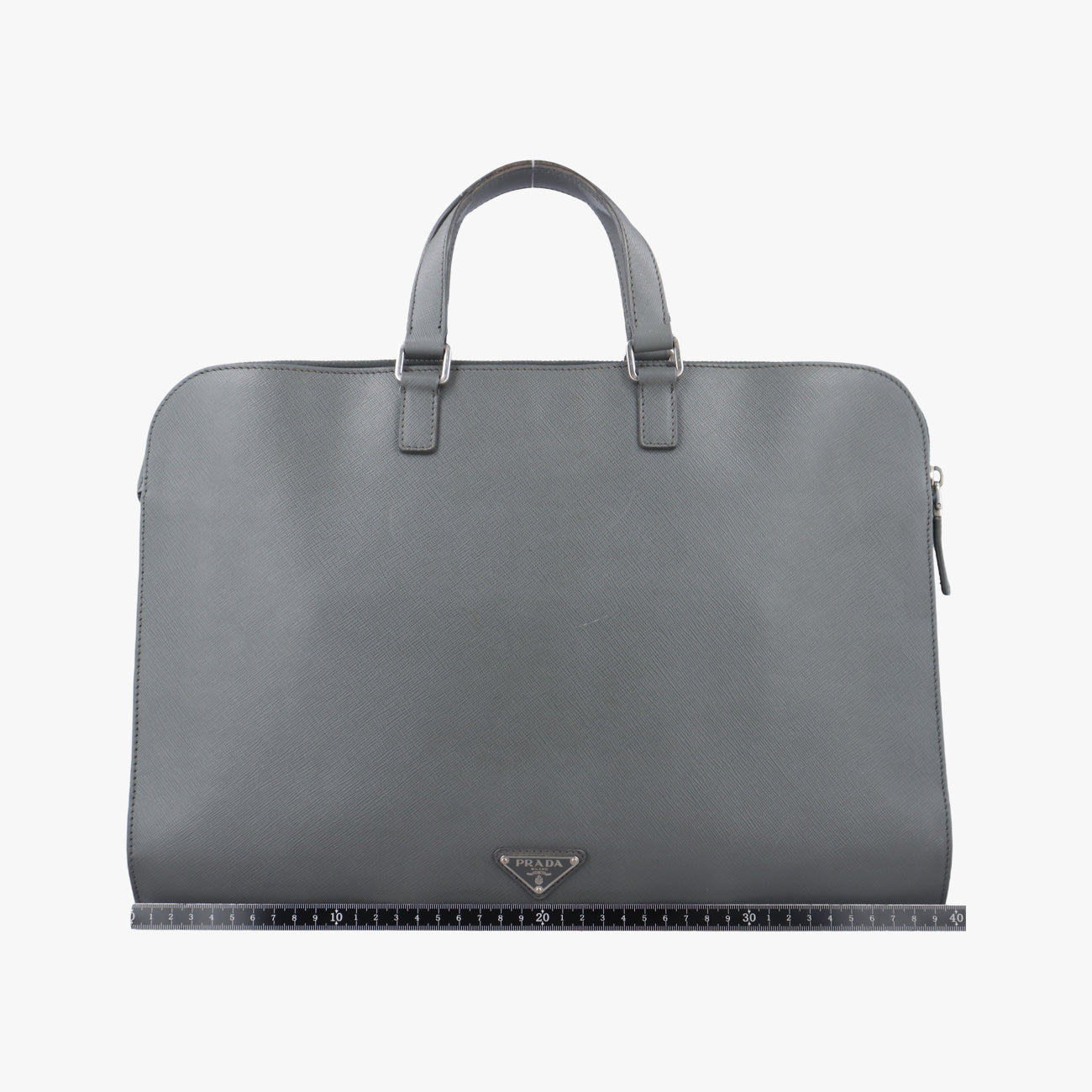 Vintage Prada Triangle Logo Plate Grey Saffiano Leather  handbag | stylenewstar