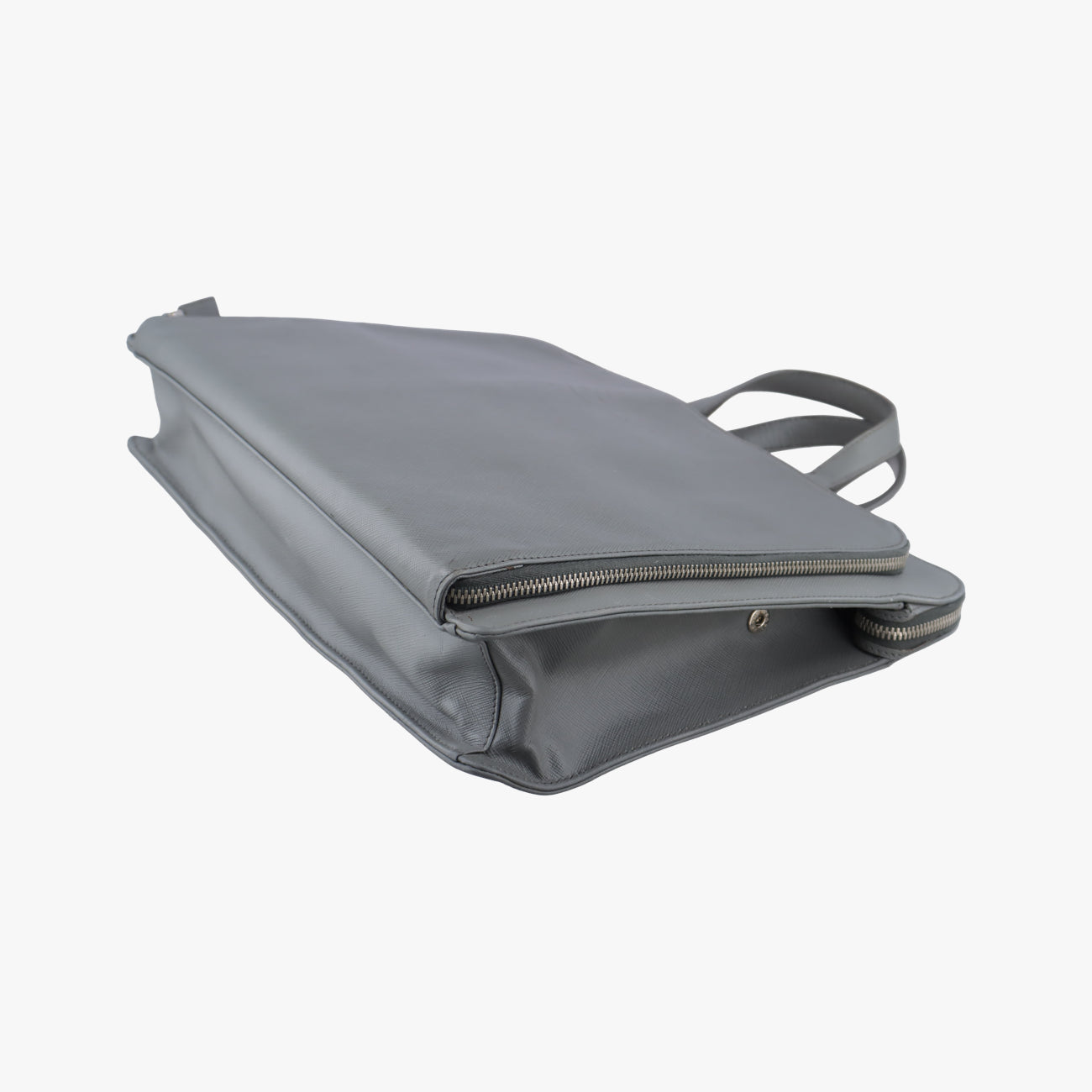 Vintage Prada Triangle Logo Plate Grey Saffiano Leather  handbag | stylenewstar