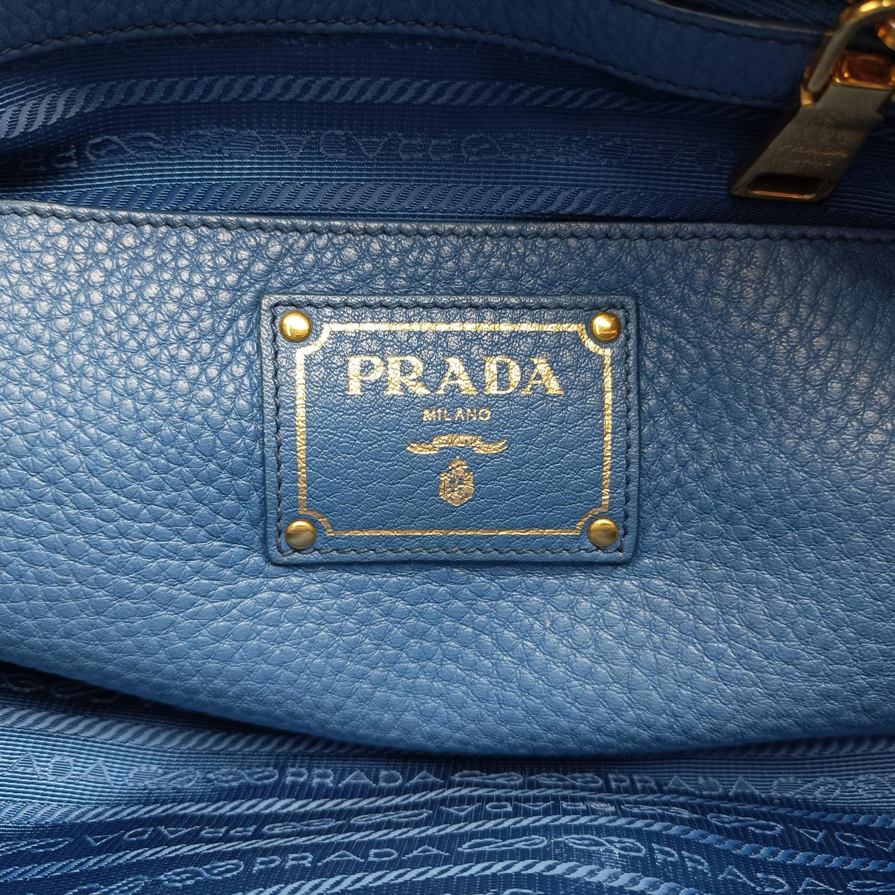 Vintage Prada logo Blue Leather WS7901 handbag | stylenewstar