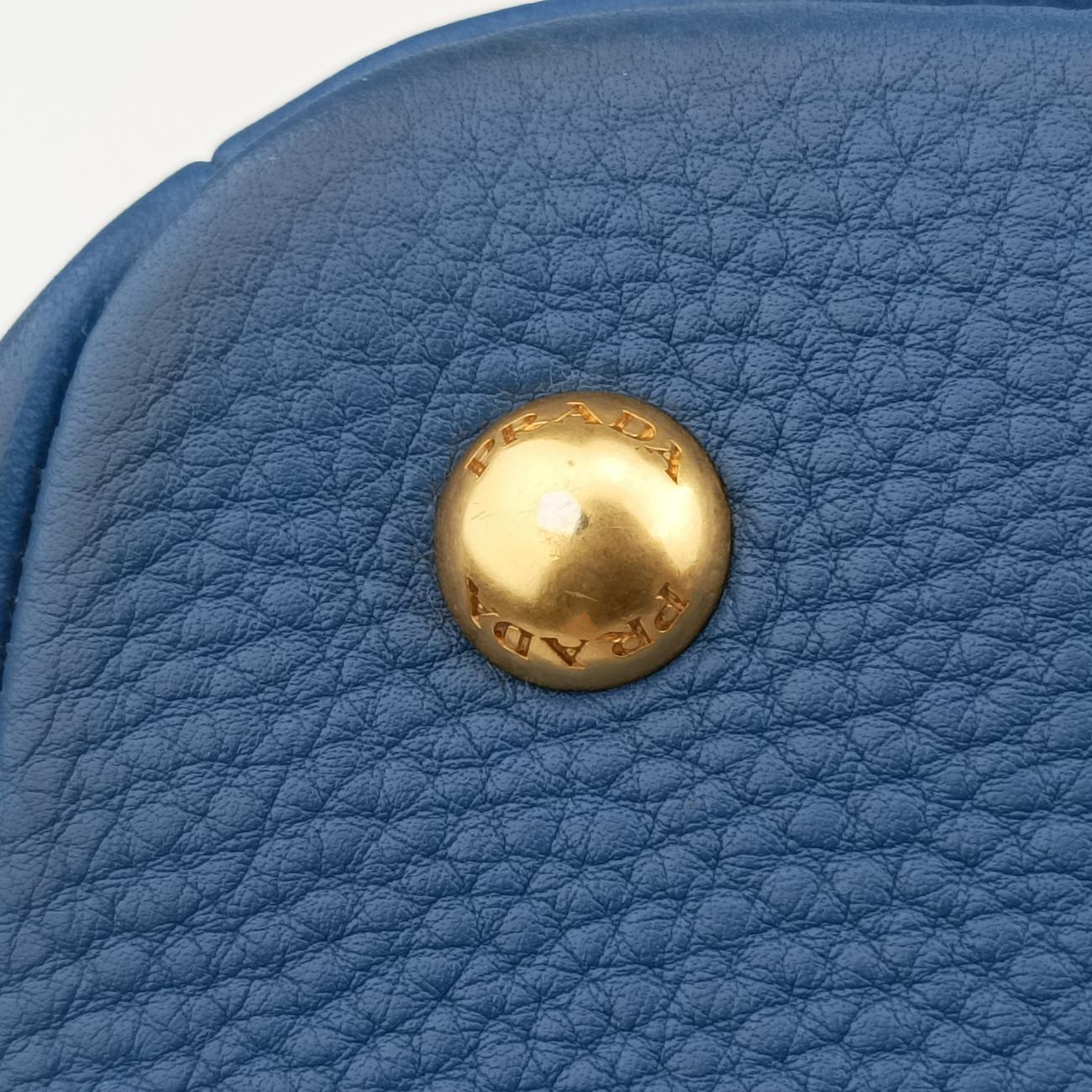 Vintage Prada logo Blue Leather WS7901 handbag | stylenewstar