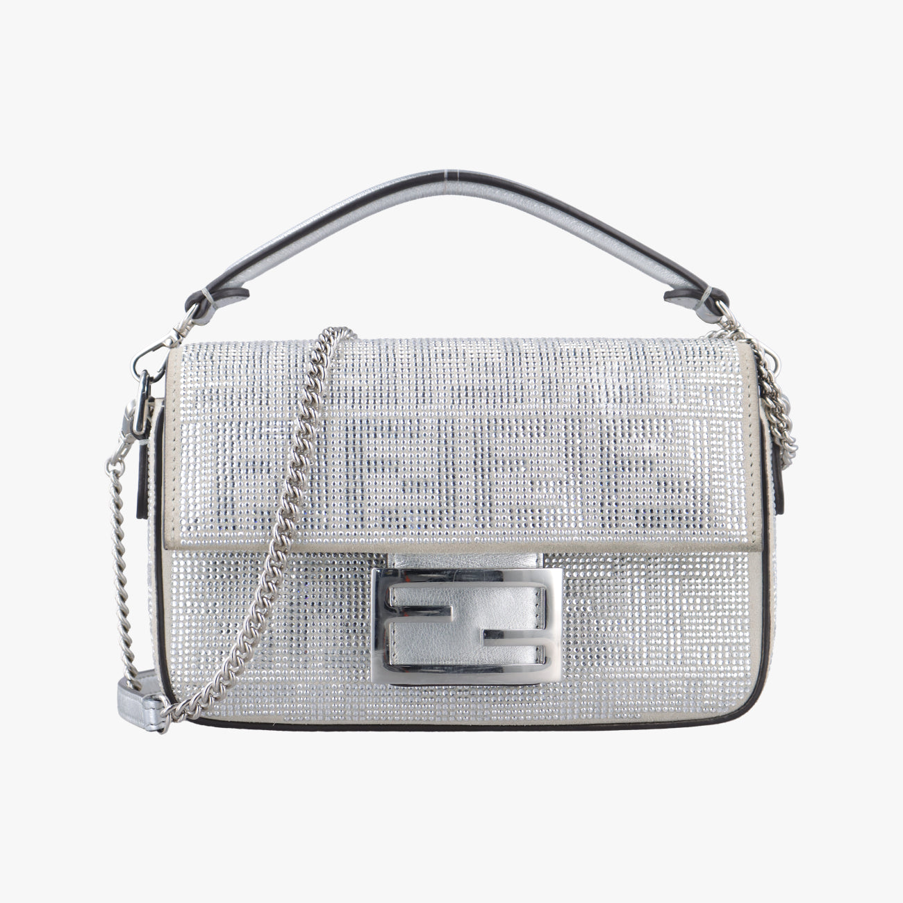 Pre-owned Fendi BAGUETTE Grey leather 8BS017 shoulderbag | stylenewstar