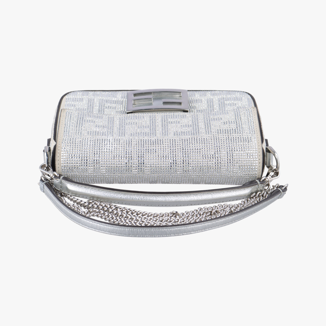 Pre-owned Fendi BAGUETTE Grey leather 8BS017 shoulderbag | stylenewstar