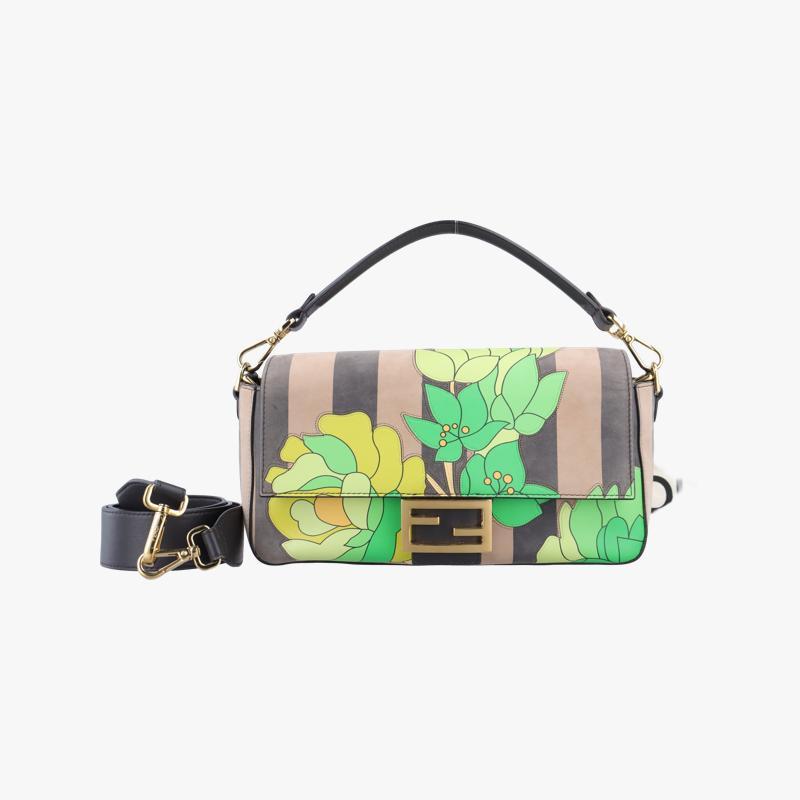 Pre-owned Fendi Baguette Multicolour Suede x leather 8BR600 shoulderbag | stylenewstar