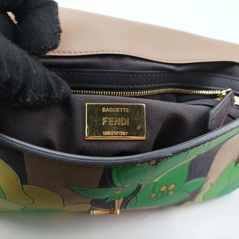 Pre-owned Fendi Baguette Multicolour Suede x leather 8BR600 shoulderbag | stylenewstar