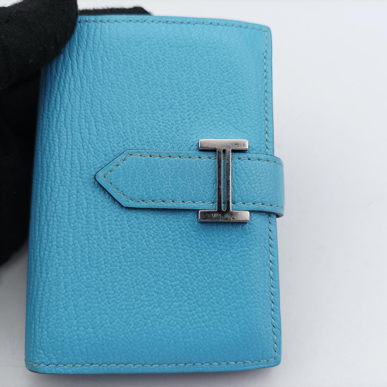 Pre-owned Hermes Bearn Soufflet Blue leather  others | stylenewstar