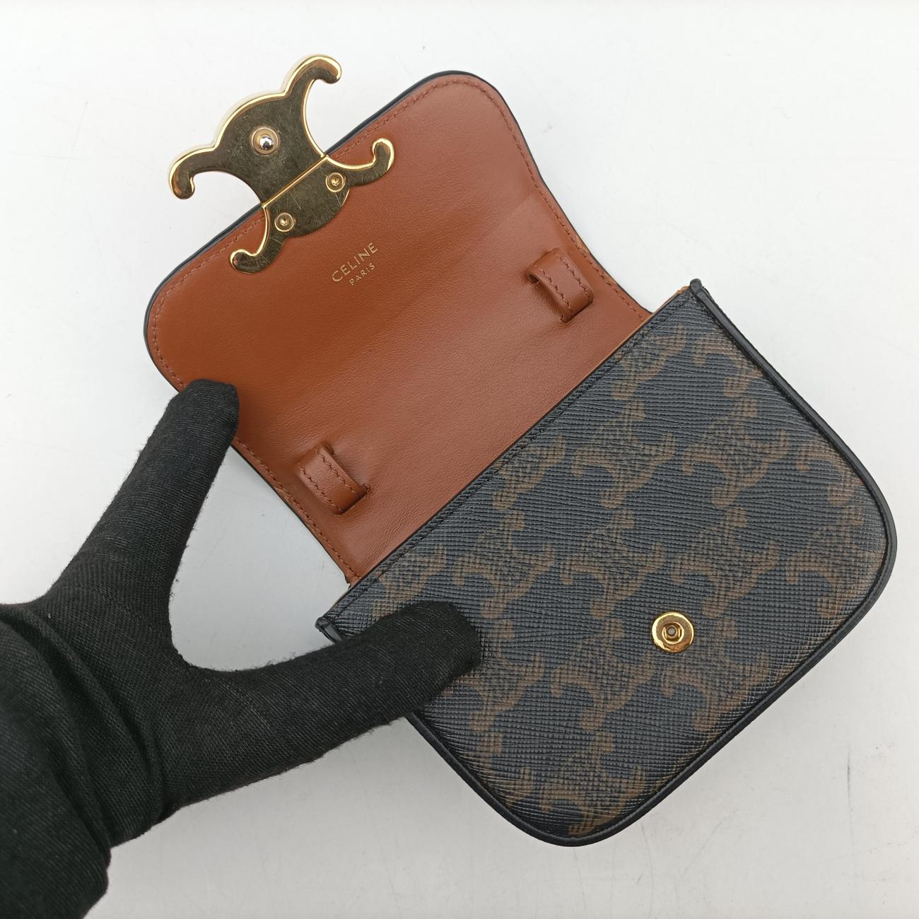 Vintage Celine Mini Triomphe Brown PVC coated canvas  shoulderbag | stylenewstar