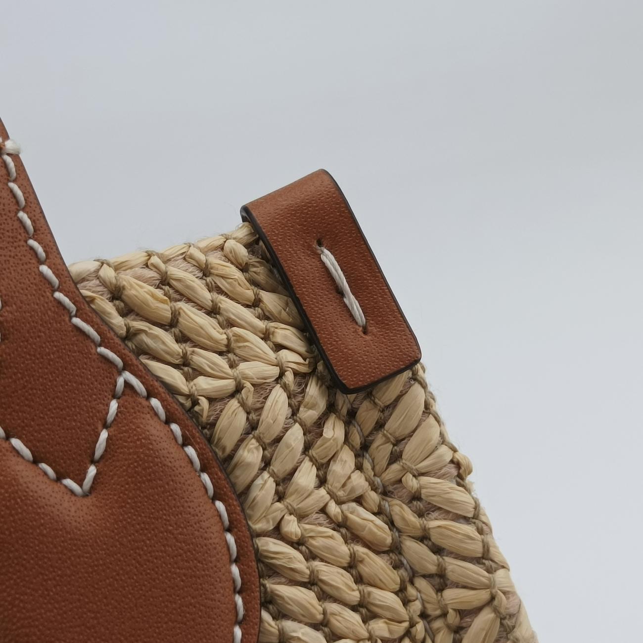 Pre-owned Gucci Super Mini Straw-Effect Brown×beige straw×Leather 780083 shoulderbag | stylenewstar