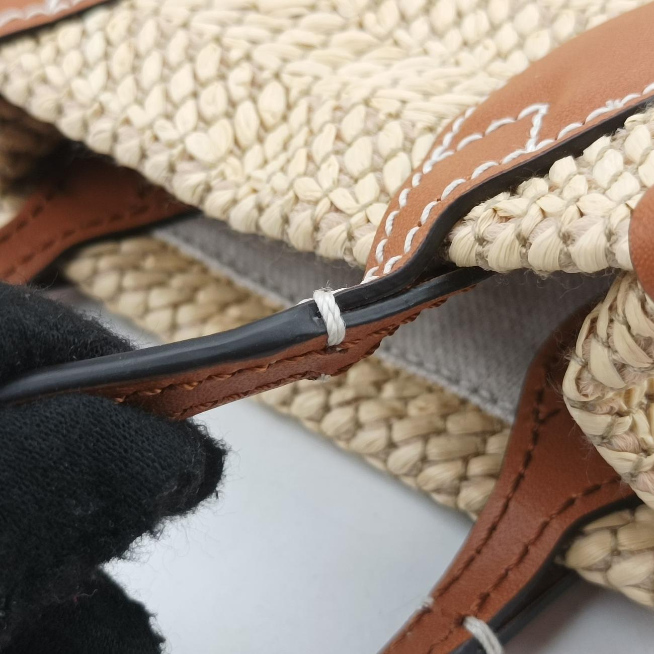 Pre-owned Gucci Super Mini Straw-Effect Brown×beige straw×Leather 780083 shoulderbag | stylenewstar