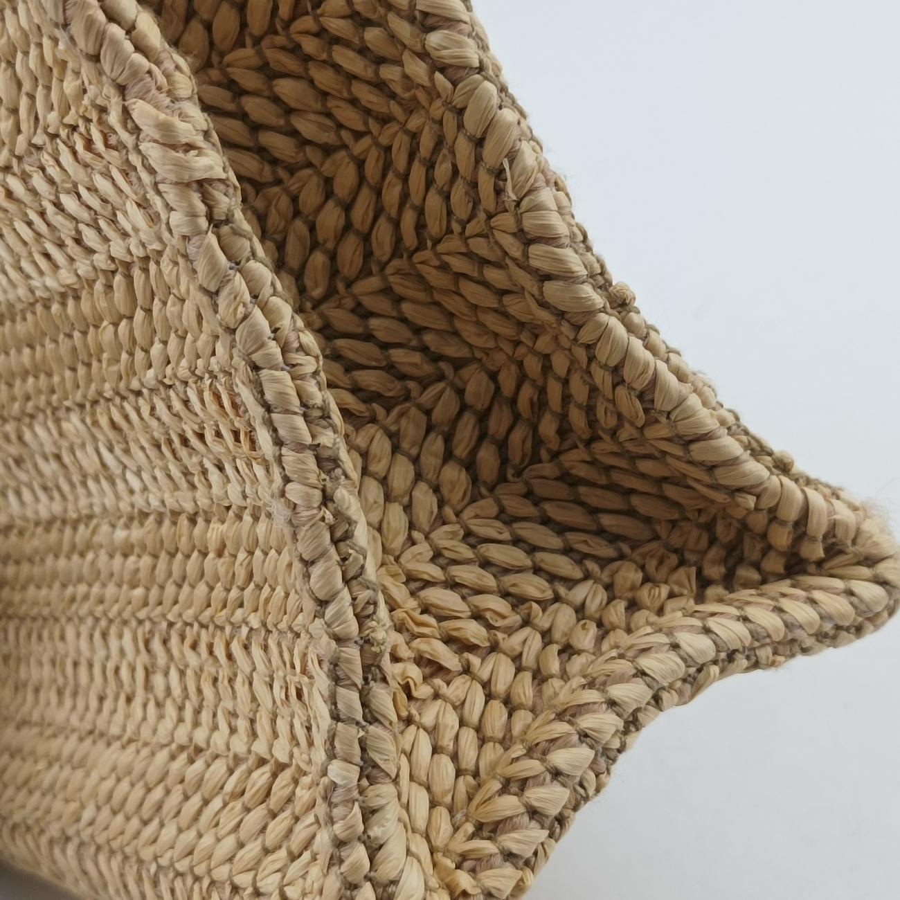 Pre-owned Gucci Super Mini Straw-Effect Brown×beige straw×Leather 780083 shoulderbag | stylenewstar