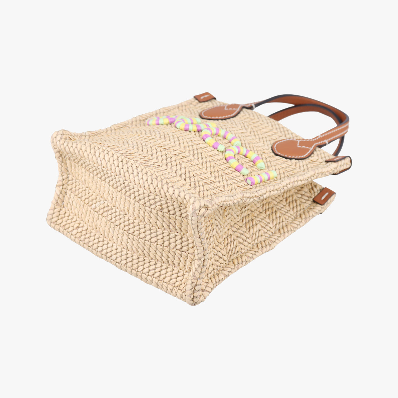 Pre-owned Gucci Super Mini Straw-Effect Brown×beige straw×Leather 780083 shoulderbag | stylenewstar