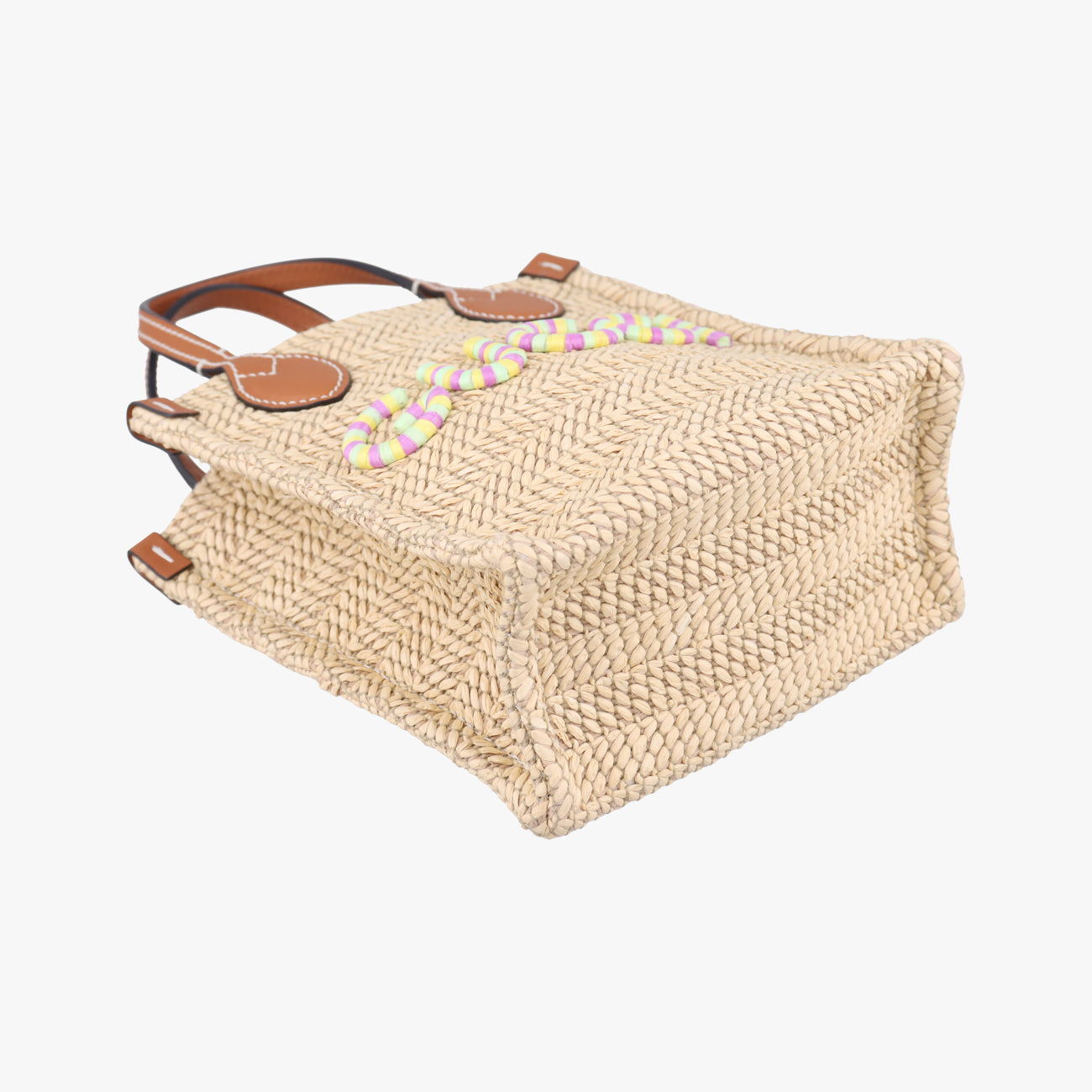 Pre-owned Gucci Super Mini Straw-Effect Brown×beige straw×Leather 780083 shoulderbag | stylenewstar