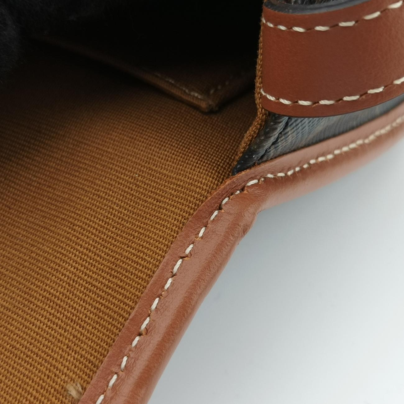 Pre-owned Celine Triomphe Mini Besace Tan Brown PVC coated canvas  shoulderbag | stylenewstar