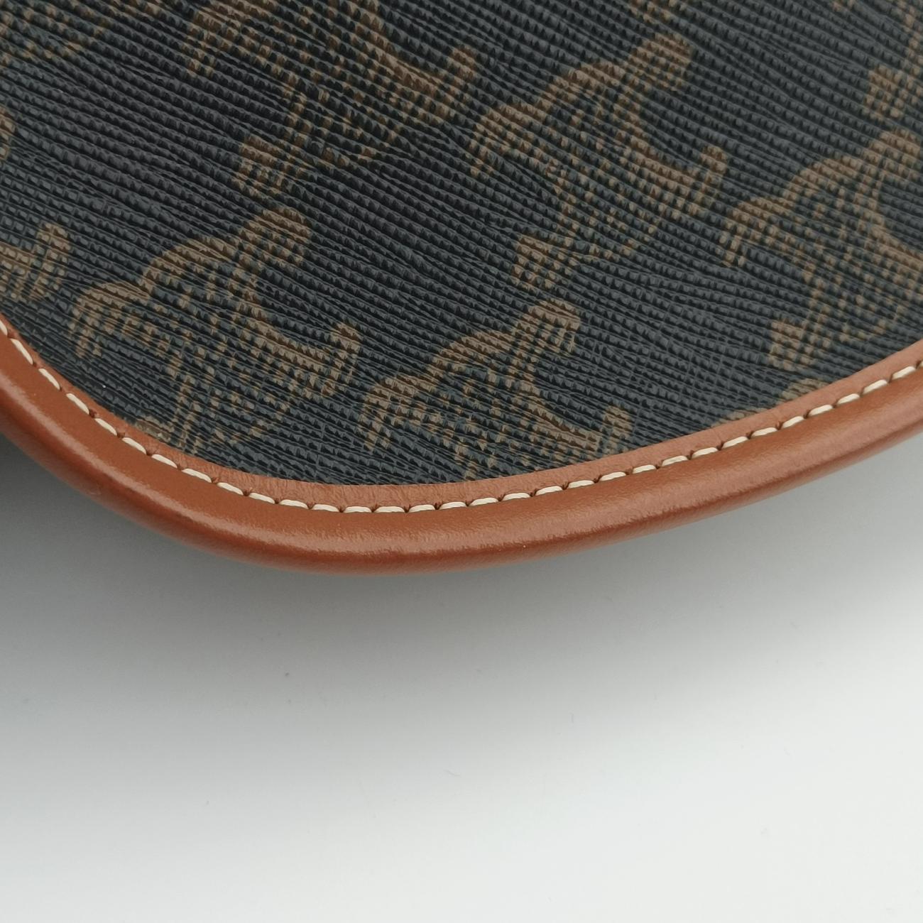 Pre-owned Celine Triomphe Mini Besace Tan Brown PVC coated canvas  shoulderbag | stylenewstar