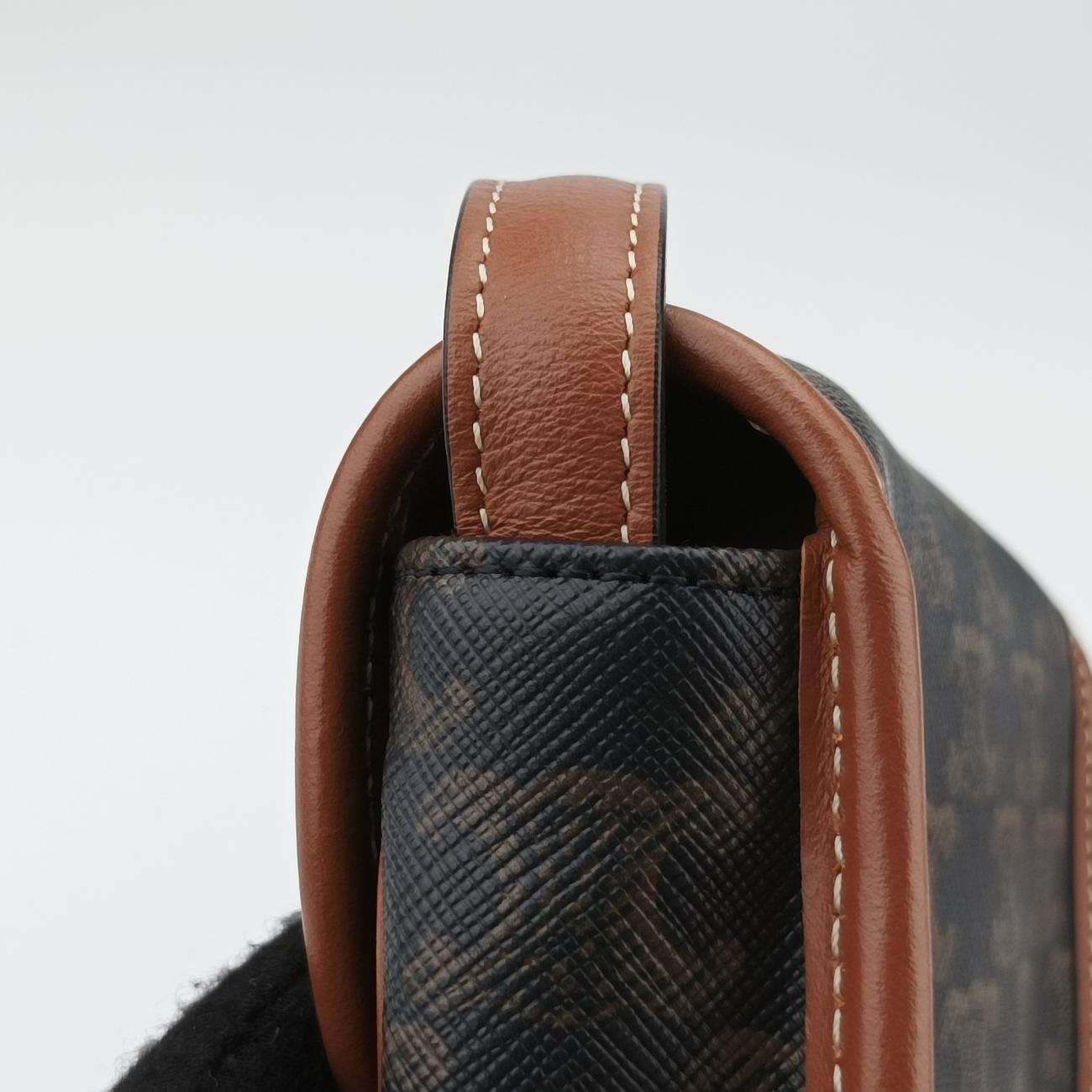 Pre-owned Celine Triomphe Mini Besace Tan Brown PVC coated canvas  shoulderbag | stylenewstar