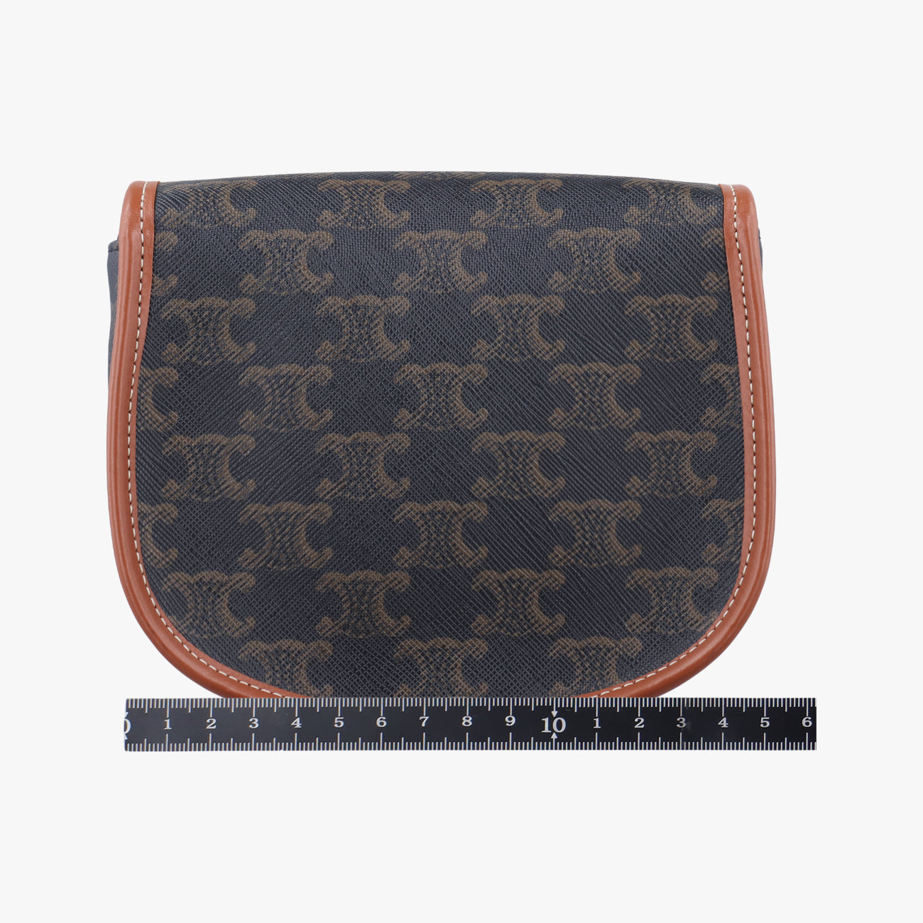 Pre-owned Celine Triomphe Mini Besace Tan Brown PVC coated canvas  shoulderbag | stylenewstar