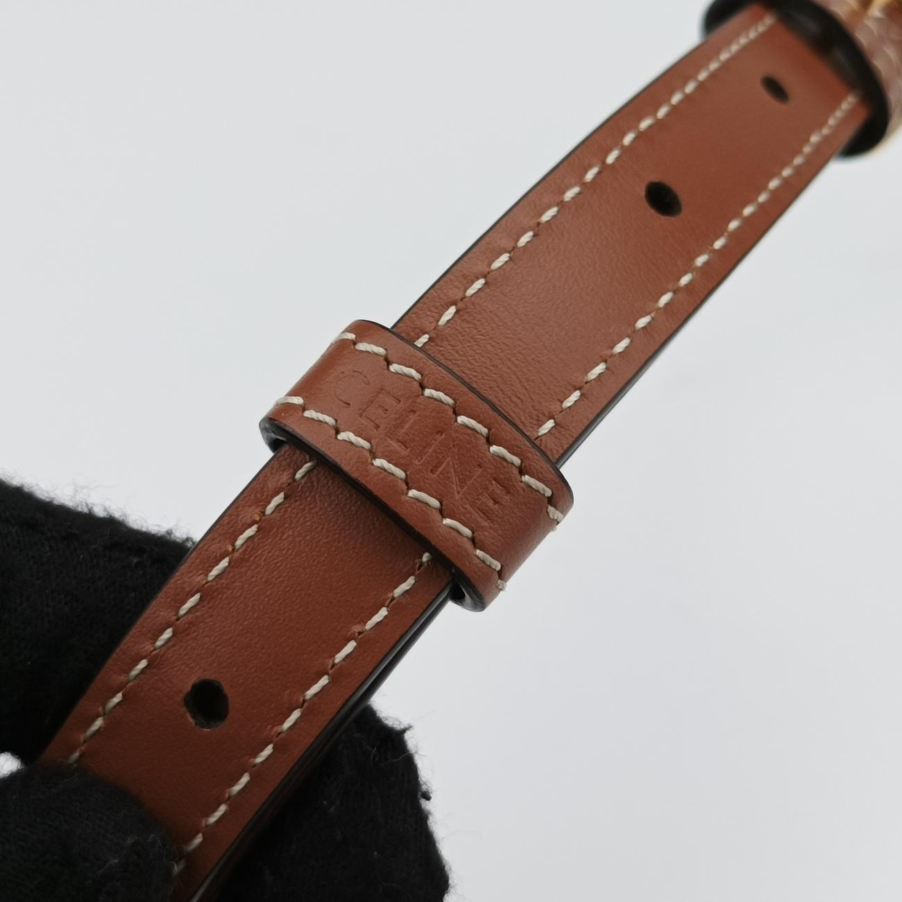 Pre-owned Celine Triomphe Mini Besace Tan Brown PVC coated canvas  shoulderbag | stylenewstar