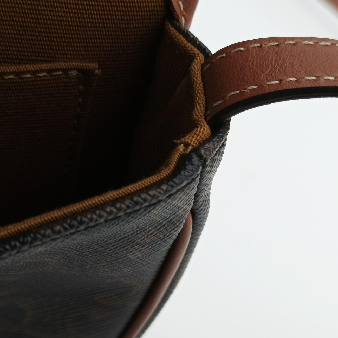 Pre-owned Celine Triomphe Mini Besace Tan Brown PVC coated canvas  shoulderbag | stylenewstar