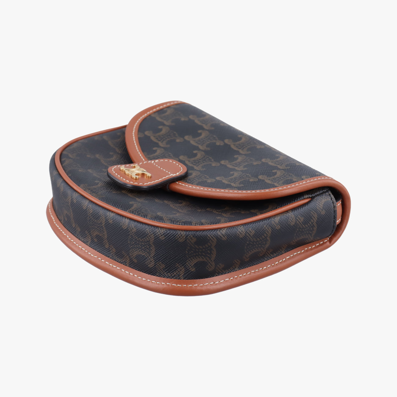 Pre-owned Celine Triomphe Mini Besace Tan Brown PVC coated canvas  shoulderbag | stylenewstar