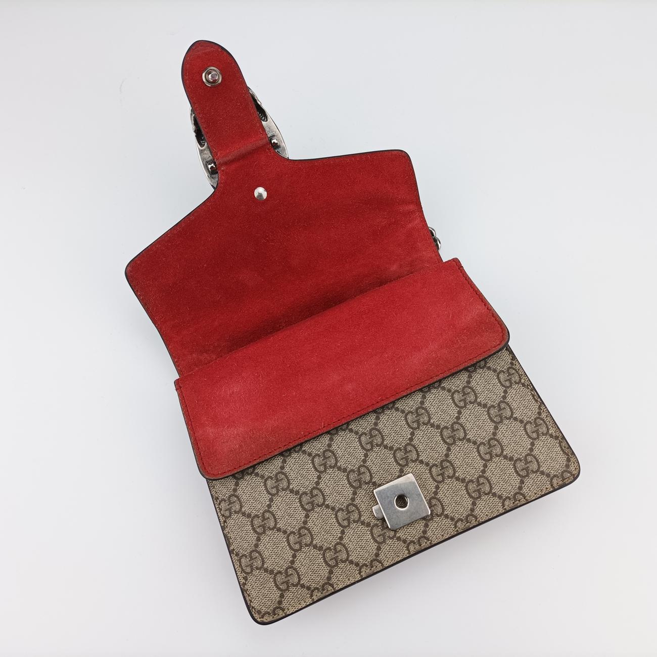 Pre-owned Gucci Dionysus beige×red PVC coated canvas × suede 421970 shoulderbag | stylenewstar