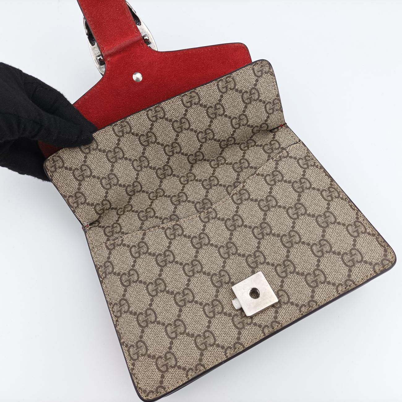 Pre-owned Gucci Dionysus beige×red PVC coated canvas × suede 421970 shoulderbag | stylenewstar