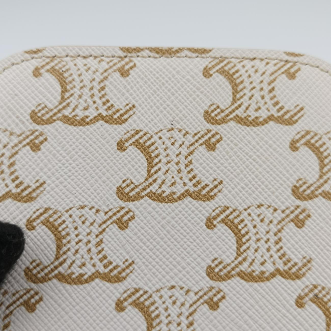 Pre-owned Celine TRIOMPHE mini vanity case White PVC coated canvas  U-DS-0243 White PVC coated canvas  shoulderbag | stylenewstar