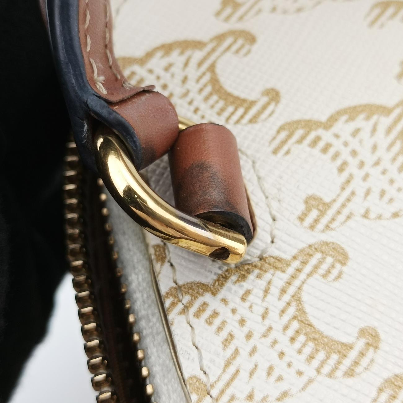 Pre-owned Celine TRIOMPHE mini vanity case White PVC coated canvas  U-DS-0243 White PVC coated canvas  shoulderbag | stylenewstar