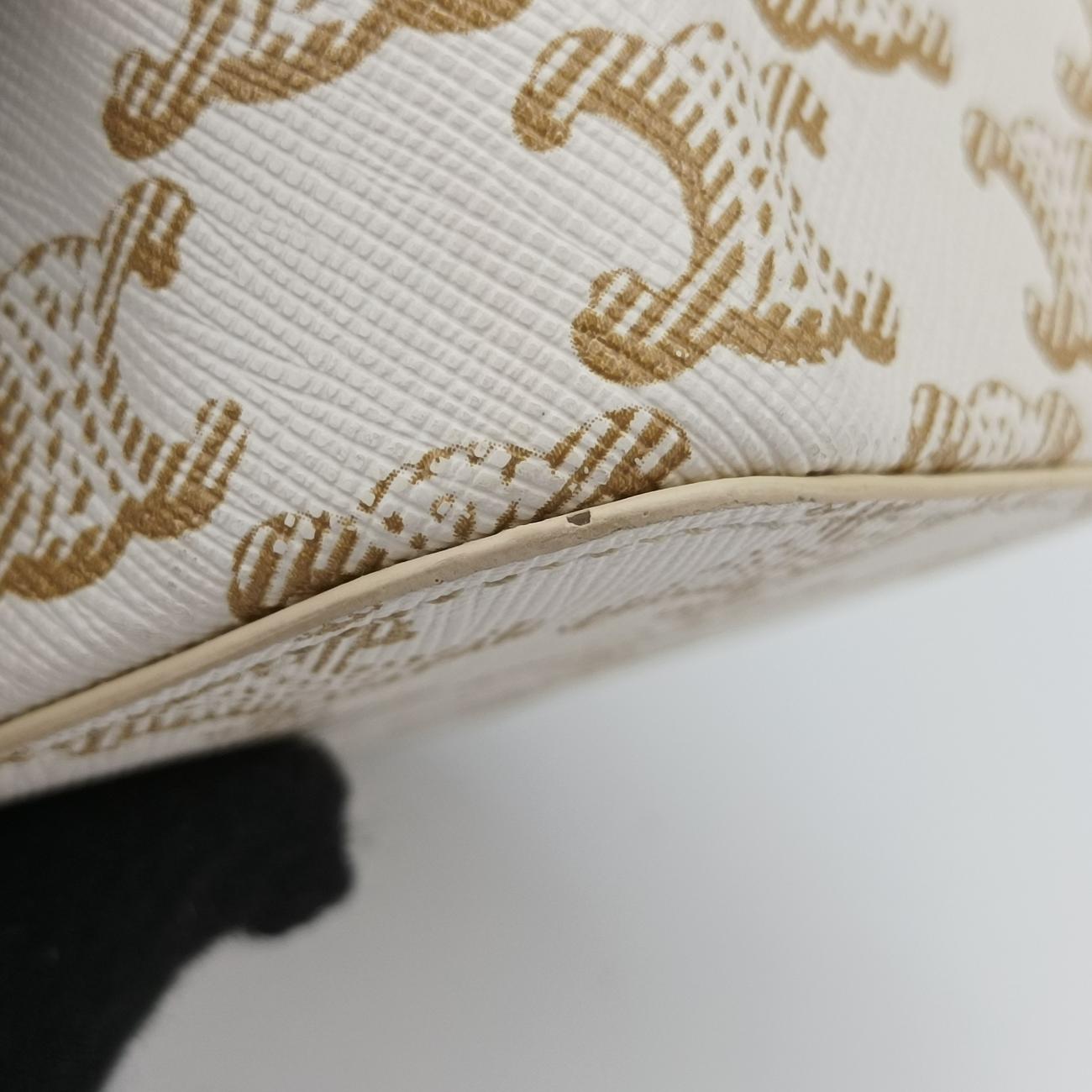 Pre-owned Celine TRIOMPHE mini vanity case White PVC coated canvas  U-DS-0243 White PVC coated canvas  shoulderbag | stylenewstar