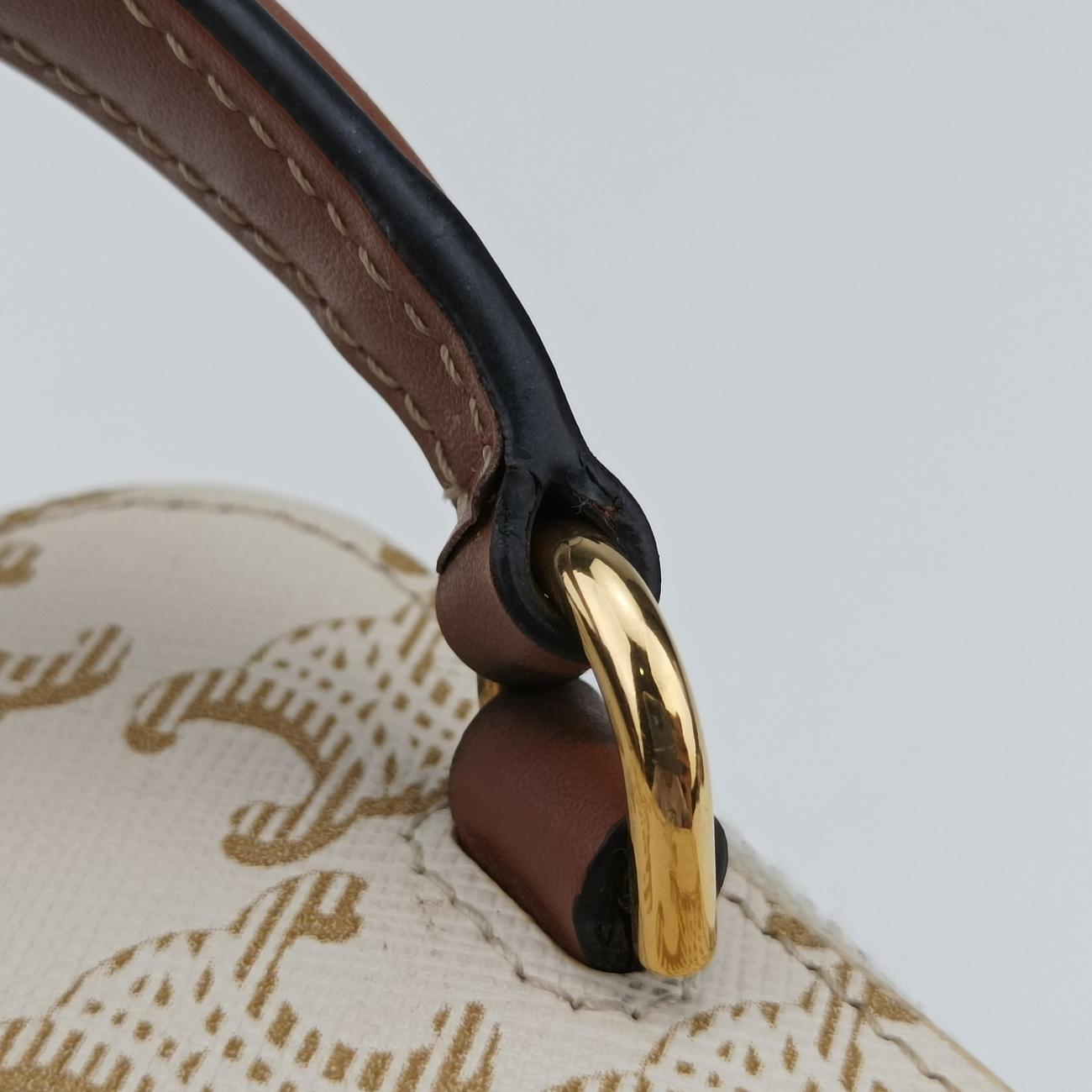 Pre-owned Celine TRIOMPHE mini vanity case White PVC coated canvas  U-DS-0243 White PVC coated canvas  shoulderbag | stylenewstar