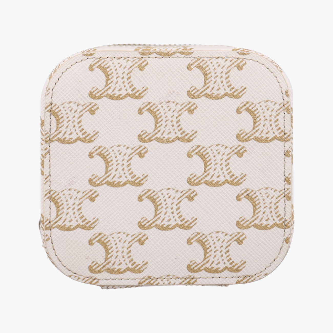 Pre-owned Celine TRIOMPHE mini vanity case White PVC coated canvas  U-DS-0243 White PVC coated canvas  shoulderbag | stylenewstar