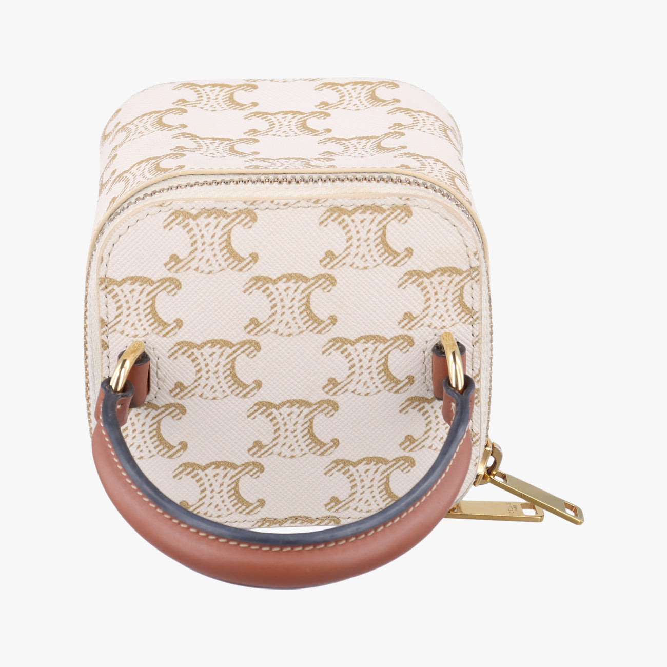 Pre-owned Celine TRIOMPHE mini vanity case White PVC coated canvas  U-DS-0243 White PVC coated canvas  shoulderbag | stylenewstar