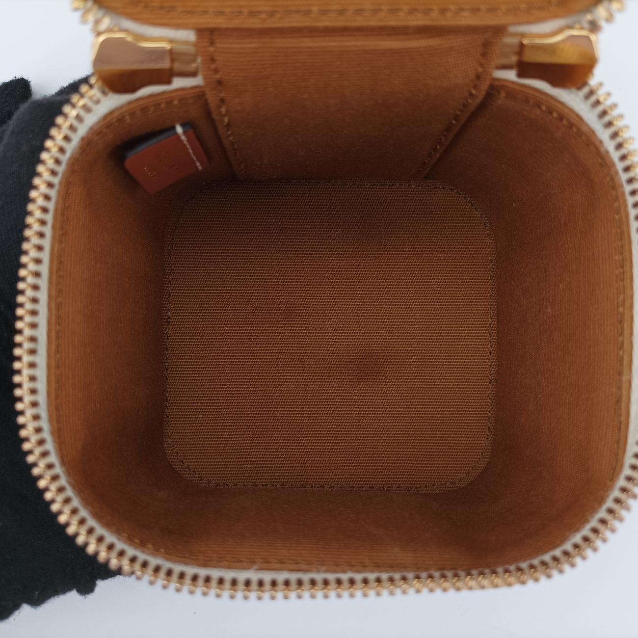 Pre-owned Celine TRIOMPHE mini vanity case White PVC coated canvas  U-DS-0243 White PVC coated canvas  shoulderbag | stylenewstar